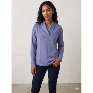 LL‎ Bean Larkspur Interlock Pullover Shawl Collar 290348 Women's Medium NWT